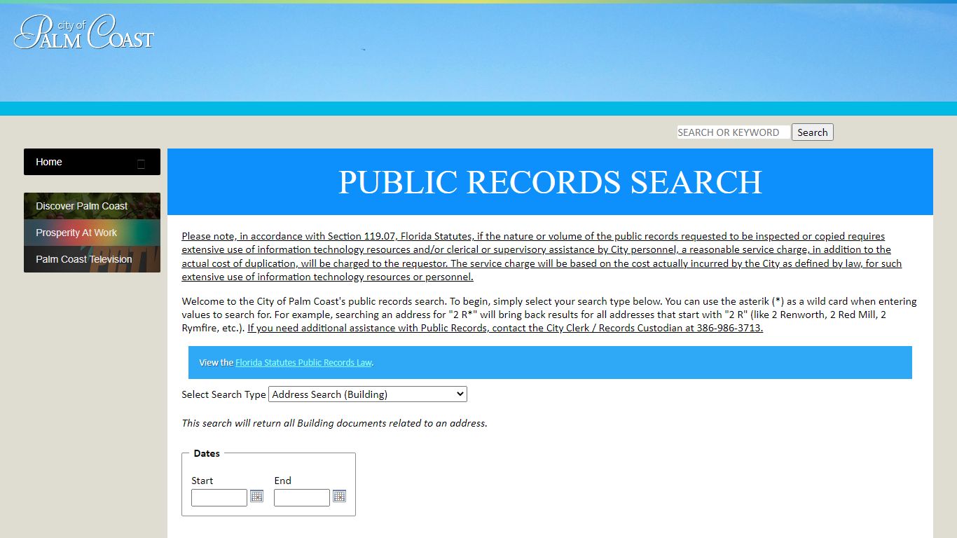 Public Records Search | City of Palm Coast, Florida