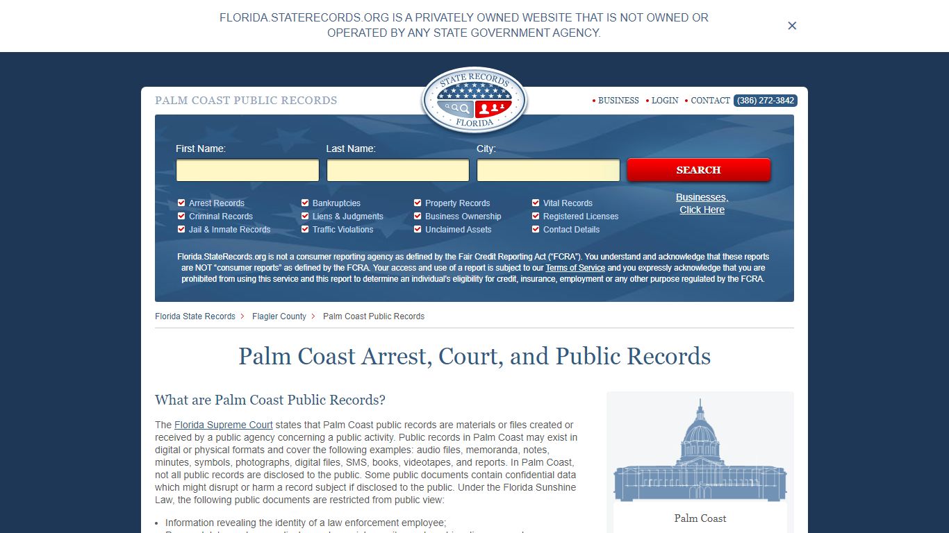 Palm Coast Arrest and Public Records | Florida.StateRecords.org