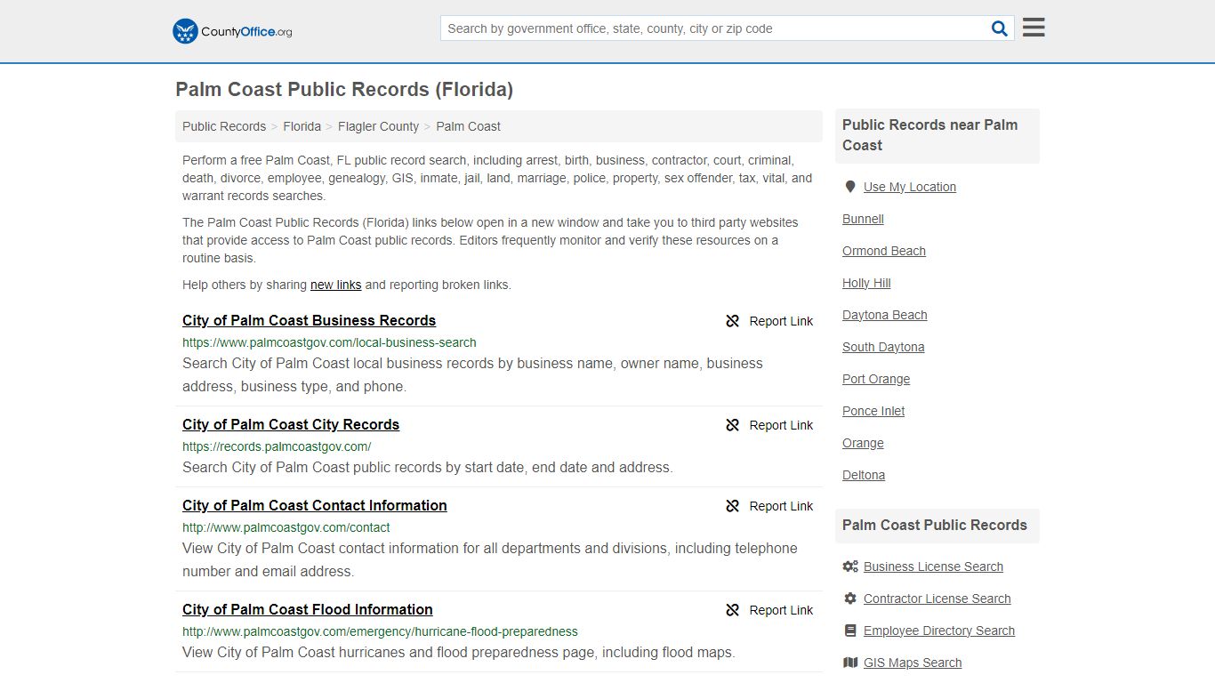 Public Records - Palm Coast, FL (Business, Criminal, GIS, Property ...