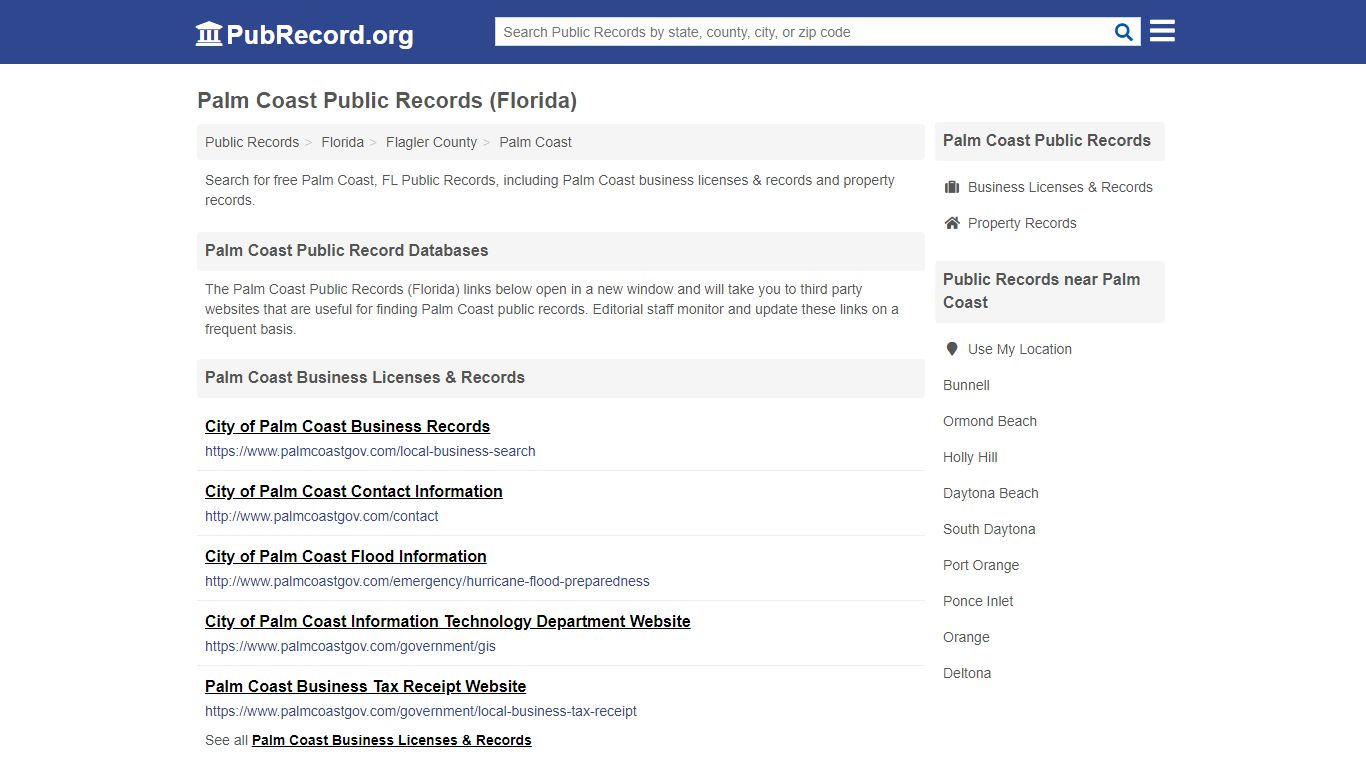 Free Palm Coast Public Records (Florida Public Records)