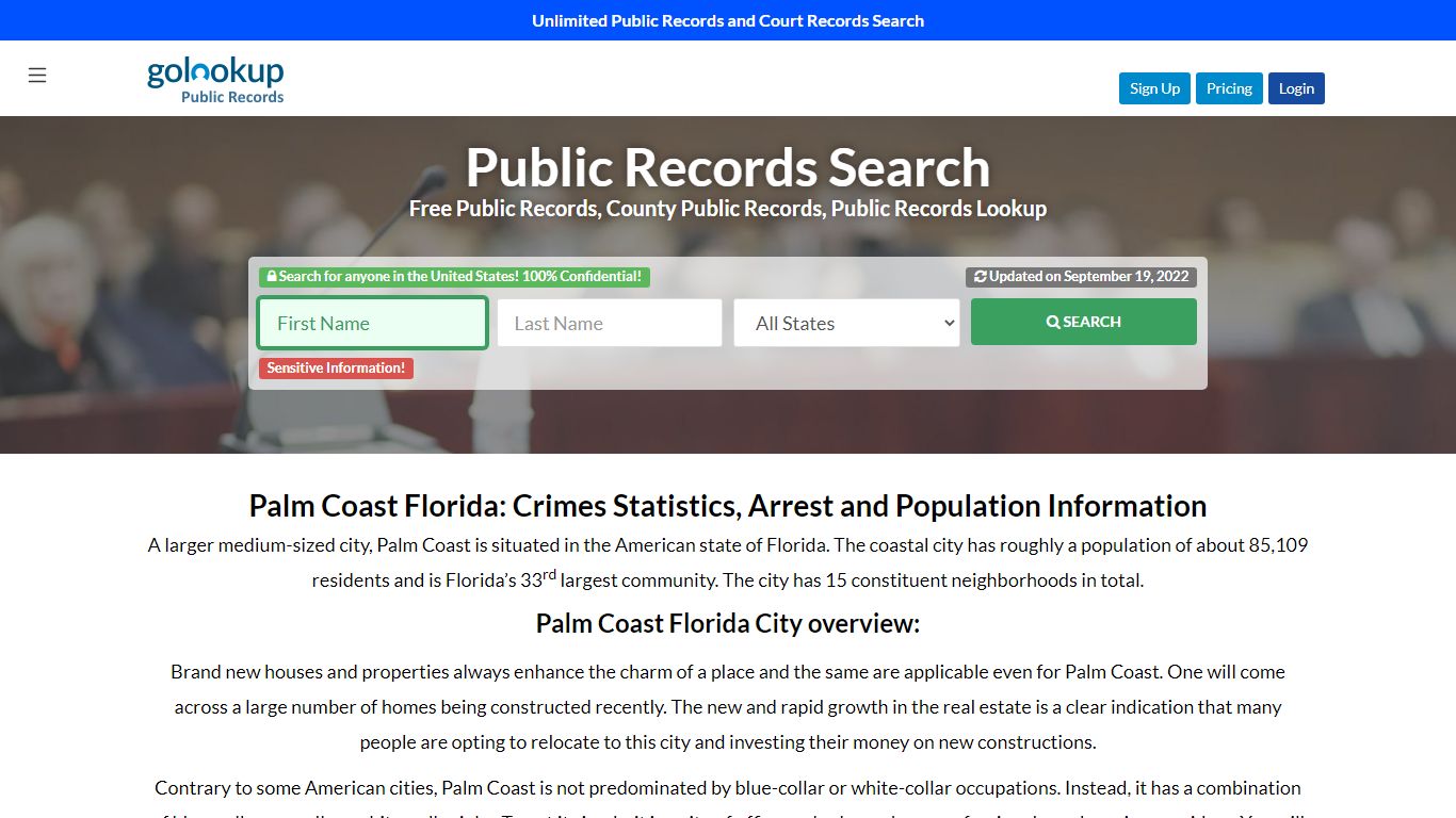 Palm Coast Public Records, Palm Coast Court Records - GoLookUp