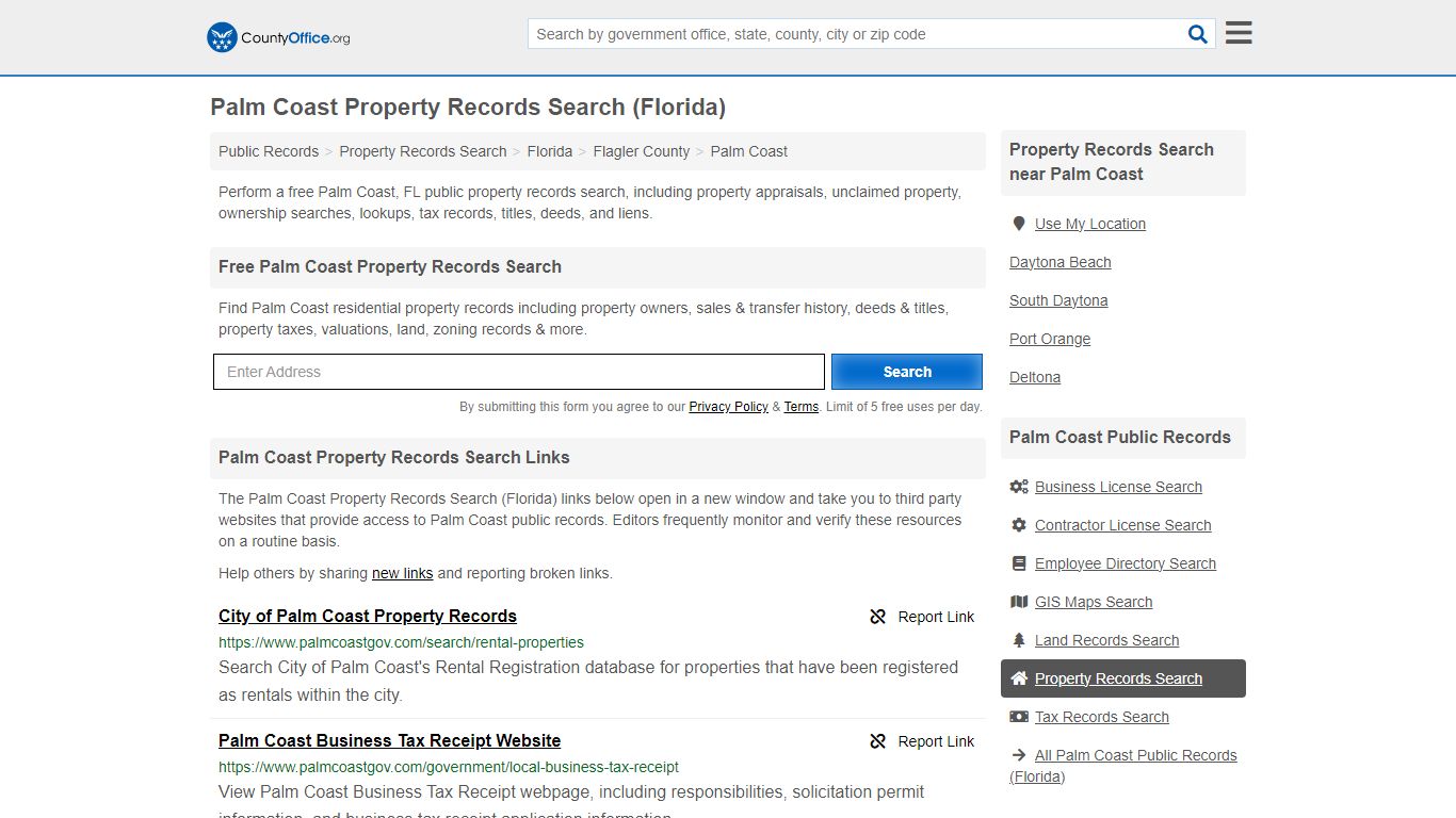 Palm Coast Property Records Search (Florida) - County Office